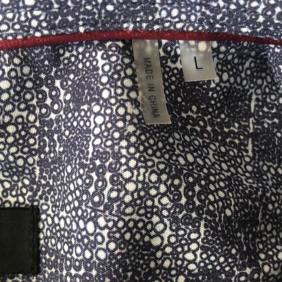 Bugatchi Midnight Blue Checked Long Sleeve Button Up Shirt Sz L - Picture 9 of 11